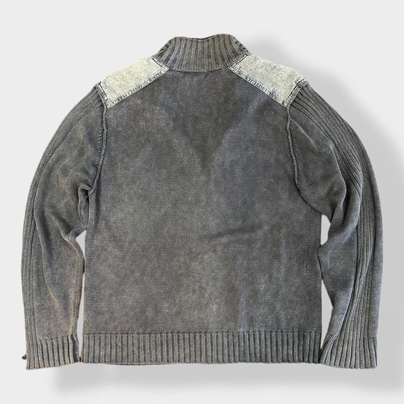 Pronto UOMO Blue Vintage brown y2k full zip 100% cotton sweater Size L - Picture 4 of 6